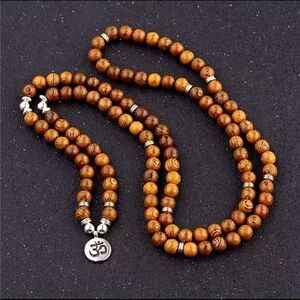 Tibetan Style Meditation Bead Necklace Boho Mala Yoga Jewelry Bracelet Om Charm